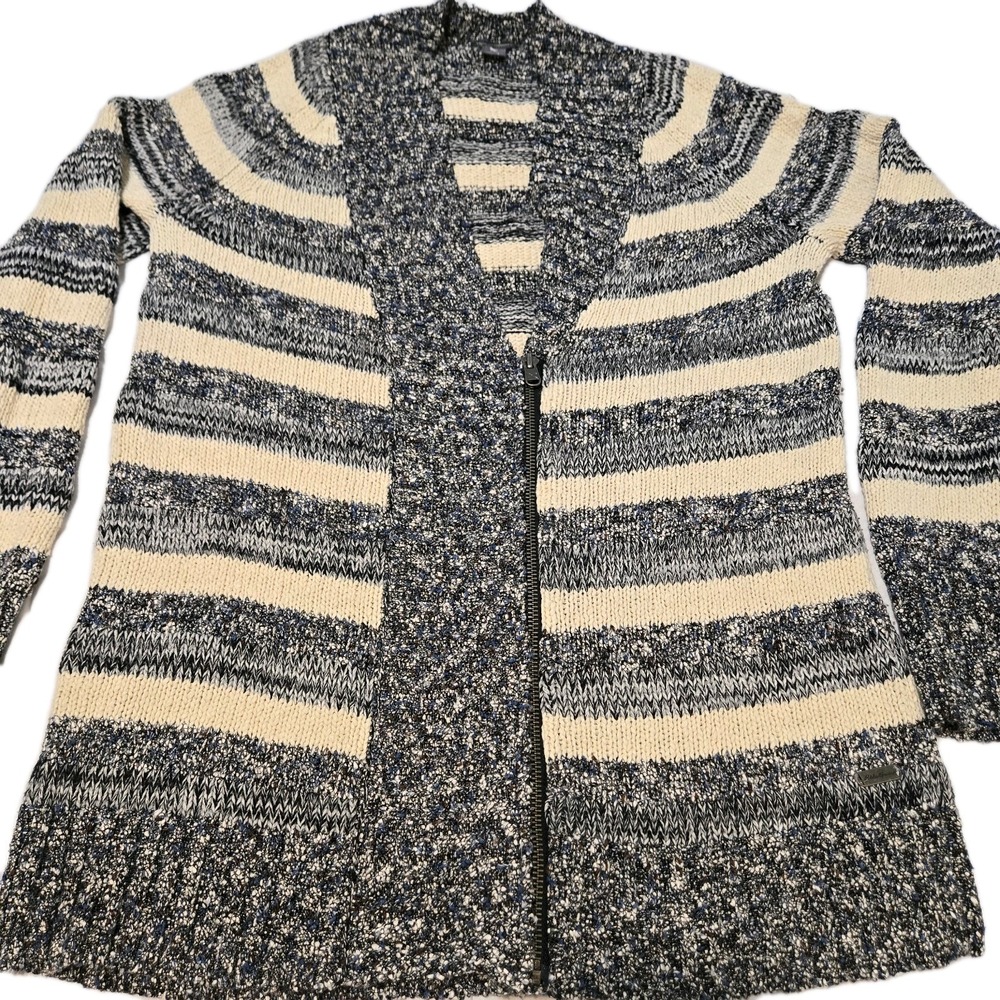 Eddie Bauer Women's 3/4 Zip Front Cardigan Sweater Textured Knit Size Large